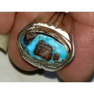 Natural Persian Turquoise 17.2x9.2x3.9mm Alpaca Ring size 8 Rp. 62,000
