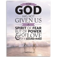 Bible Verse Wall Art Christian Decor 2 Timothy 1:7 Inspirational Unframed Poster, Uplifting Scriptur