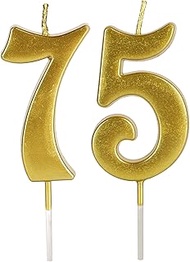 75th & 57th Number Birthday Candles for Cake Topper, Number 75 57 Glitter Premium Candle Party Anniv