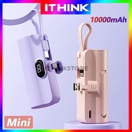 10000mAh Capsule Mini Portable PowerBank with Cable Type-C / iP Mini Emergency Charge Flight Safe Po