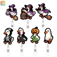 Halloween Silly Goose Badge Reel Cute Pattern Retractable 360 Rotating ID Holder for Work Nurse Holi