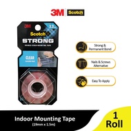 3M Scotch Clear Double Sided Mounting Tape, Holds Up to 3.3kg, 1pc/pack, 19mm x 1.5m
