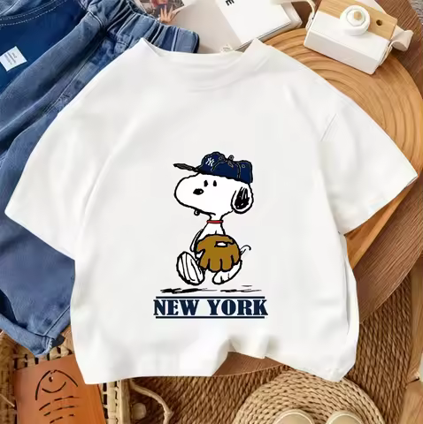 Lightweight Summer T Shirt Cute Cartoon Graphic Casual Daily Wear Youth Top Snoopy 3 14 Years