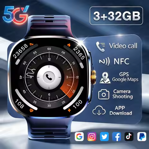 5G/4G Full Network Smart Watch Men 2.40 inch AMOLED Screen Video Call NFC 3+32GB APP Store GPS Googl