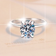 【 GRA Certificate Attached 】 0.5ct-5ct oval moissanite ring, fashionable four claw S925 pure silver 