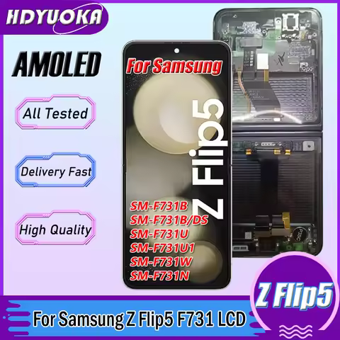 6.7" AMOLED LCD For Samsung Z Flip 5 F731U F731 LCD Display Touch Screen For Samsung Z Flip5 5G LCD 