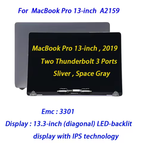 New A2159 Full LCD Display for MacBook Pro 13" A2159 Screen Replacement EMC 3301 2019 Year Change Mo