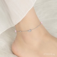 Cat's Eye Stone Red s925Anklet Anklet High-end Wholesale Bowknot Kalani Original Girl Pure Silver VX