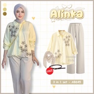 DazzelChic Hangout Kyren 3 In Oneset Korean Style Top (Bella Square+Belt+Blouse+OroPans Pants) Suit 