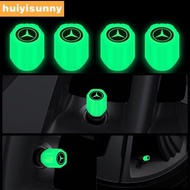 HYS 4pcs Mercedes Benz Luminous Universal Car Tire Valve Caps For W207 W211 W205 W212 W204 W220 W206 W124 W213 W218 W222 Motorcycle Bicycle Car Accessories