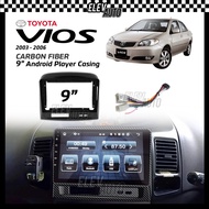 Toyota Vios 2003 - 2008 Carbon Fiber Android Player Casing 9" with Player Socket Accessories