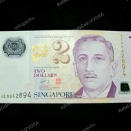 uang asli 2 dollar Singapore polymer