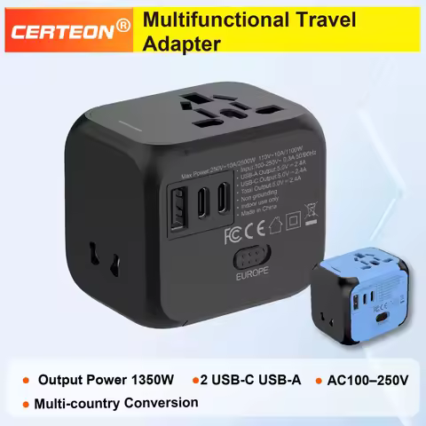 Universal Plug Adapter 100-250V Travel Power Converter All in One International Adapter for EU UK US