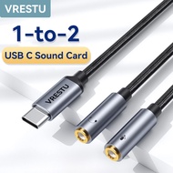 USB Type C ถึง 3.5mm แจ็คการ์ดเสียง DAC Audio Interface หูฟัง ไมโครโฟน Combo Adapter การ์ดเสียงสําหรับลําโพงไมค์ ลวด สเตอริโอ