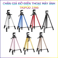Chân Giá Đỡ Điện Thoại Máy Ảnh Tripod 3366 Cao 140cm Kèm Đầu Kẹp Và Túi Đựng