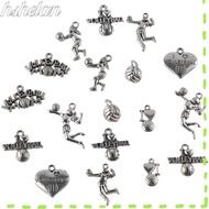 HSHELAA 45PCS Ball Sports Charms, Silver 9Style Retro Volleyball Charms Pendant, Bracelet Handmade A