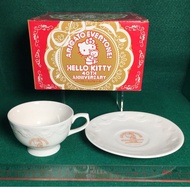 (收藏品）全新絕版 EIKOH 景品 Sanrio (2014)  Hello Kitty 40 Anniversary Teacup and Saucer Set  週年陶瓷杯碟禮盒套裝