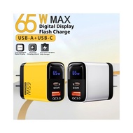 【Be worth】 65W Charger Type C Fast Charging Charger GaN Dual Port Charger with Digital Display USB A