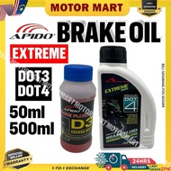 APIDO BRAKE FLUID OIL MINYAK BREK BRAKE APIDO DOT 4 500ML 50ML MOTORCYCLE BRAKE FLUID APIDO DOT 3 DO