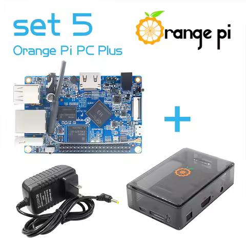 Orange Pi PC Plus+Black Case+Power Supply, 1GB RAM 8GB EMMC Flash LPDDR3 Mini PC Single Board Comput