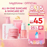 Glad2Glow Skincare Sunscreen 4pcs Set Moisturizer/Serum/Sunscreen/Cleanser Acne Brightening Repair S
