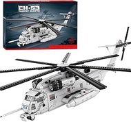 Military Helicopter Building Block Toy, 1/35 Ch-53E Building Set Fighter Jet Airplane Toy Model for 