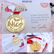 [Redjie.sg] 1pc Christmas Eve Nice List Special Medal Greeting Card Gift Card Xmas Souvenirs