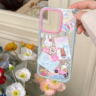 Blue Frame Fine Flashing Star Rabbit Illustration Apple 16promax Phone Case Suitable for 15pro 2 in 