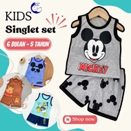 CantikBaby Set Baju Singlet Budak Lelaki 6B–4T Musim Panas Cute Cotton Kids Boy Clothes Playset