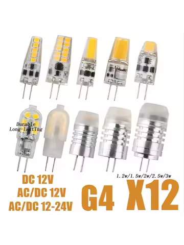 12PCS New G4 LED Lamp 1.2W 3W COB LED Bulb Glass AC DC 12V Lampada LED 360 Beam Lampada G4 COB Light
