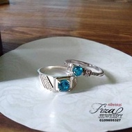 cincin couple silver 925 original , cincin couple perak 925 , couple rinv in blue aqua