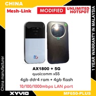 MESH-LINK MF650 Plus AX1800 5G Modem 4500mAh Battery Qualcomm X55 4GB+4GB MiFi Modem Router ( deco x