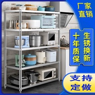 💘&amp;Stainless Steel Kitchen Shelf Floor Multi-Layer Microwave Oven Storage Shelf Household Cupboard Shelf Five-Layer Stora