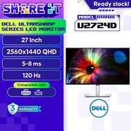 Dell 27 Inch Monitor U2724D QHD Professional Display 120Hz IPS Black 2000:1 Contrast 100% sRGB 98% D