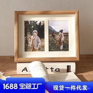 QM🍅 Consecrated Simple Table-Top Solid Wood Photo Frame Disposable Photo and Cardboard Combination8 10Inch Porous Photo