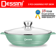 DESSINI ITALY GLSP-28 Granite Die Cast Aluminium Non Stick Casserole Pot Bowl Deep Fry Pan Cookware 