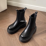 Martin Boots Short Tube Chelsea Boots รองเท้าบูทสั้นส้นสูงหนาด้านล่าง ผู้หญิง รองเท้าบูทเพิ่มความสูง