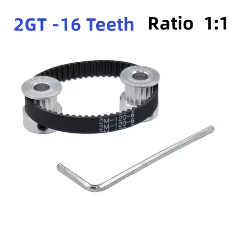 GT2 2M Synchronous Wheel 16T&16Tooth Timing Pulley Belt Set Aperture 3.17/4/5/6mm Width 6/10mm Tensi
