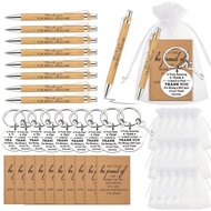 24-Pack Employee Appreciation Gift Set - Inspirational Keychain & Bamboo Pen Bundle for Staff, Volun