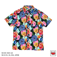 แตงโม (SUIKA) - เสื้อเชิ๊ตผ่าหน้าตลอดลายดอกไม้ สีดำ สีน้ำเงิน สีไวน์ (SH.SK-023) สงกรานต์