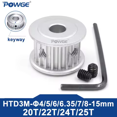 POWGE 20 22 24 25 teeth HTD 3M Timing Pulley AF Bore 4/5/6/6.35/7/8/10/12mm for HTD3M belt width 6/1