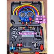 Wetools car air conditioner refrigerant gas refill meter set R134A R410A R22 R404A 21 parts WT-75221