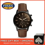 [Original] Fossil FS5437 Townsman 44mm Chronograph Brown Leather Men Watch Jam Tangan Lelaki