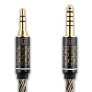 川木 鍍銀4.4平衡轉3.5音頻線【M189】16股編織音訊線 轉接線