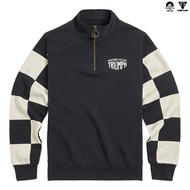 เสื้อสเวตเตอร์ คอซิป ไทรอัมพ์ แท้ ลายตารางหมากรุก Triumph Prewitt Quarter Zip Black Sweatshirt - MSW
