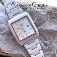 Alexandre Christie | AC 2613LDBRGSL Square Women's Watch White Ceramic Strap