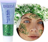 DAGEDA Green Body Glitter Gel, St Patricks Day Face Glitters Body Gel Sequins Shimmer, Chunky Glitte