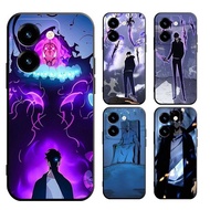 For iPhone 17 Air 16 15 14 16E SE SE4 Plus Pro Max 5 5S MY1 Black soft Phone case solo Leveling anim