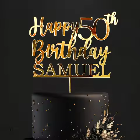 50th Birthday Cake Topper Personalized Birthday Cake Topper Custom Cake Topper Happy Birthday Cake T