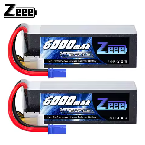 Zeee 6S 6000mAh Lipo Battery 22.2V 100C Softcase with EC5 Plug Lipo Battery for RC Car RC Airplane R